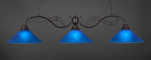 Jazz 3 Light Bar Shown In Bronze Finish With 16" Blue Italian Glass