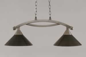 Bow 2 Light Island Light Shown In Brushed Nickel Finish With 12" Charcoal Spiral Glass