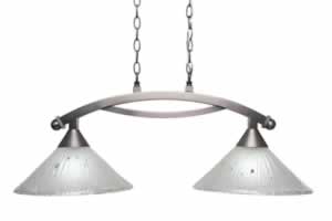 Bow 2 Light Island Light Shown In Brushed Nickel Finish With 12" Frosted Crystal Glass
