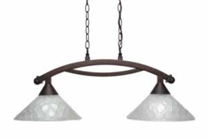 Bow 2 Light Island Light Shown In Bronze Finish With 12" Italian Bubble Glass