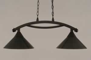Bow 2 Light Island Light Shown In Bronze Finish With 12" Charcoal Spiral Glass