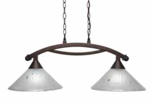 Bow 2 Light Island Light Shown In Bronze Finish With 12" Frosted Crystal Glass