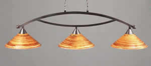 Black Copper Finish 3 Light Down light Bow Bar With Firré Saturn Glass