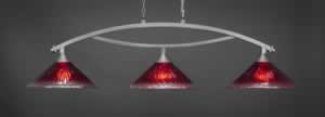 Bow 3 Light Billiard Light Shown In Brushed Nickel Finish With 16" Raspberry Crystal Glass