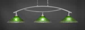 Bow 3 Light Billiard Light Shown In Brushed Nickel Finish With 16" Kiwi Green Crystal Glass