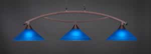 Bow 3 Light Bar Shown In Bronze Finish With 16" Blue Italian Glass