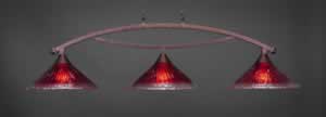 Bow 3 Light Billiard Light Shown In Bronze Finish With 16" Raspberry Crystal Glass