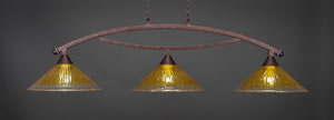 Bow 3 Light Billiard Light Shown In Bronze Finish With 16" Gold Champagne Crystal Glass