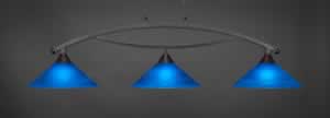 Bow 3 Light Bar Shown In Dark Granite Finish With 16" Blue Italian Glass