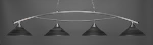 Brushed Nickel Finish 4 Light Bar With 16" Charcoal Spiral Glass Shades