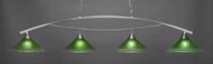 Bow 4 Light Billiard Light Shown In Brushed Nickel Finish With 16" Kiwi Green Crystal Glass
