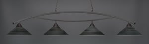 Dark Granite Finish 4 Light Bow Billiard Bar With Charcoal Spiral Glass