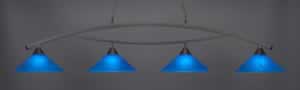 Dark Granite Finish 4 Light Bow Billiard Bar With Blue Italian Glass