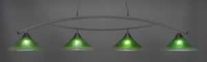 Bow 4 Light Billiard Light Shown In Dark Granite Finish With 16" Kiwi Green Crystal Glass