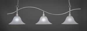 Swoop 3 Light Billiard Light Shown In Brushed Nickel Finish With 14" White Marble Glass
