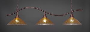 Swoop 3 Light Billiard Light Shown In Bronze Finish With 16" Gold Champagne Crystal Glass