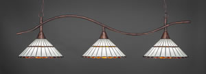Swoop 3 Light Billiard Light Shown In Bronze Finish With 15.5" Honey Glass & Amber Brown Tiffany Glass