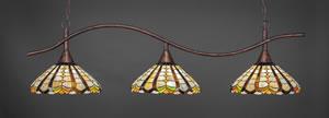 Swoop 3 Light Bar Shown In Bronze Finish With 15" Paradise Tiffany Glass