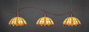 Swoop 3 Light Billiard Light Shown In Bronze Finish With 14.5" Butterscotch Tiffany Glass