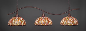 Swoop 3 Light Billiard Light Shown In Bronze Finish With 15" Persian Nites Tiffany Glass