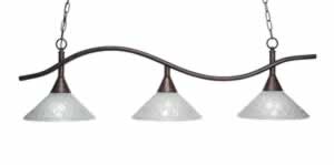 Swoop 3 Light Island Light Shown In Bronze Finish With 12" Italian Bubble Glass