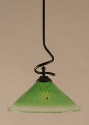 Capri Stem Pendant With Hang Straight Swivel Shown In Dark Granite Finish With 16" Kiwi Green Crystal Glass