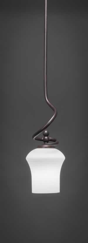 Capri Stem Mini Pendant With Hang Straight Swivel Shown In Dark Granite Finish With 5.5" Zilo White Linen Glass