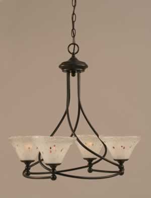 Capri 4 Light Chandelier Shown In Dark Granite Finish With 7" Frosted Crystal Glass