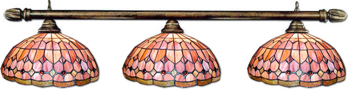 Pool Table Light with Rose Pedal Shades