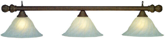 Toltec Billiard Light.  This Pool Table Light features 3 Illuminations shades.