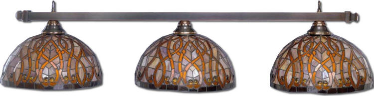 Copper Head Pool Table light made from Copper Foil Glass by Toltec Billiard Lighting