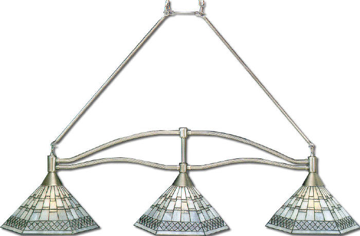 Pool Table Light - Silver Tiffany Shades