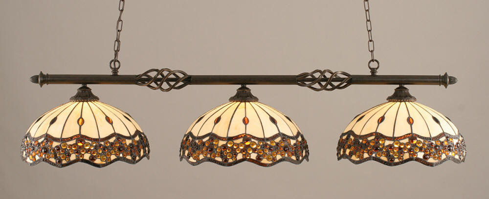 Toltec Roman Jewel Glass Billiard Light
