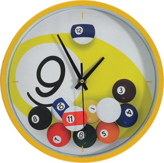 9 Ball Falling Balls Clock Pool Cue