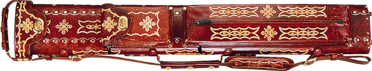 WIN LC35EN 3x5 Tooled Leather Pool Cue Case w/FREE shipping 