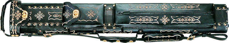 Win Genuine Tooled Leather 3 Butt 5 Shaft 3x5 Black Cue Case Stunning 