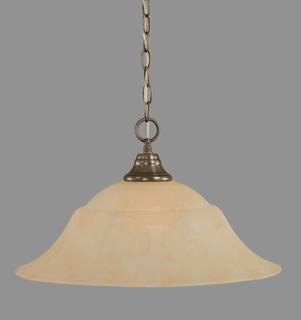 Chain Hung Pendant Shown In Brushed Nickel Finish With 20" Amber Marble Glass