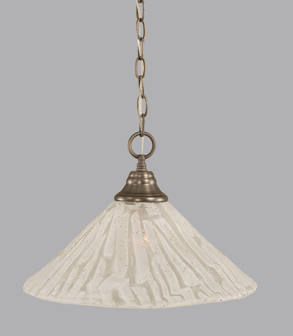 Chain Hung Pendant Shown In Brushed Nickel Finish With 16" Italian Ice Glass