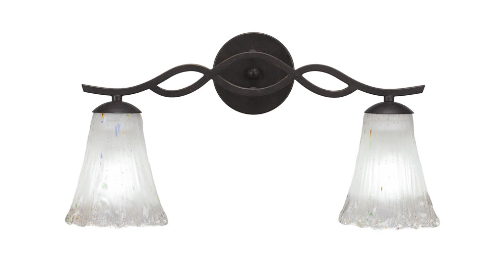 Revo 2 Light Bath Bar Shown In Dark Granite Finish With 5.5" Fluted Frosted Crystal Glass