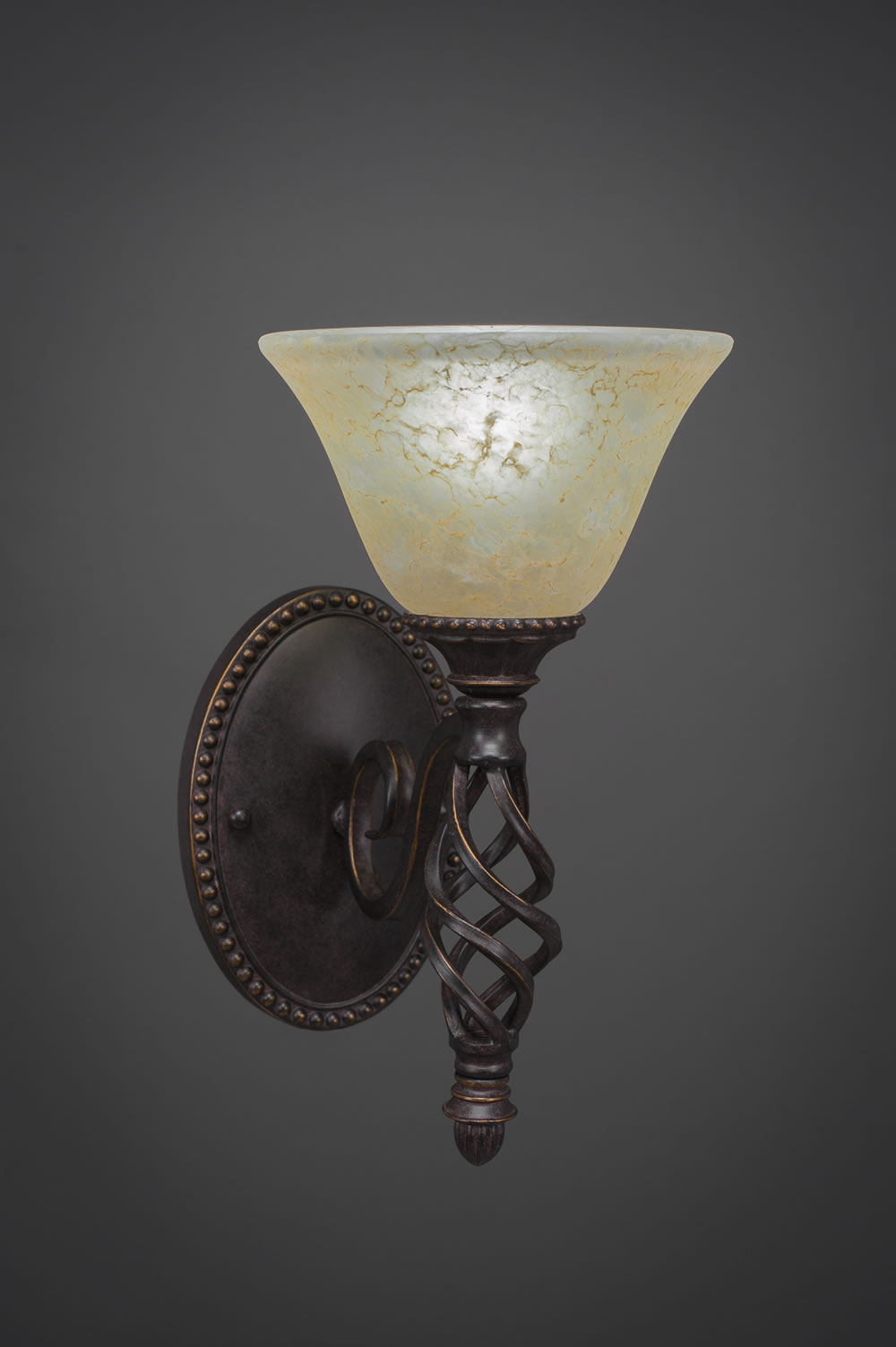 Eleganté Wall Sconce Shown In Dark Granite Finish With 7" Amber Marble Glass