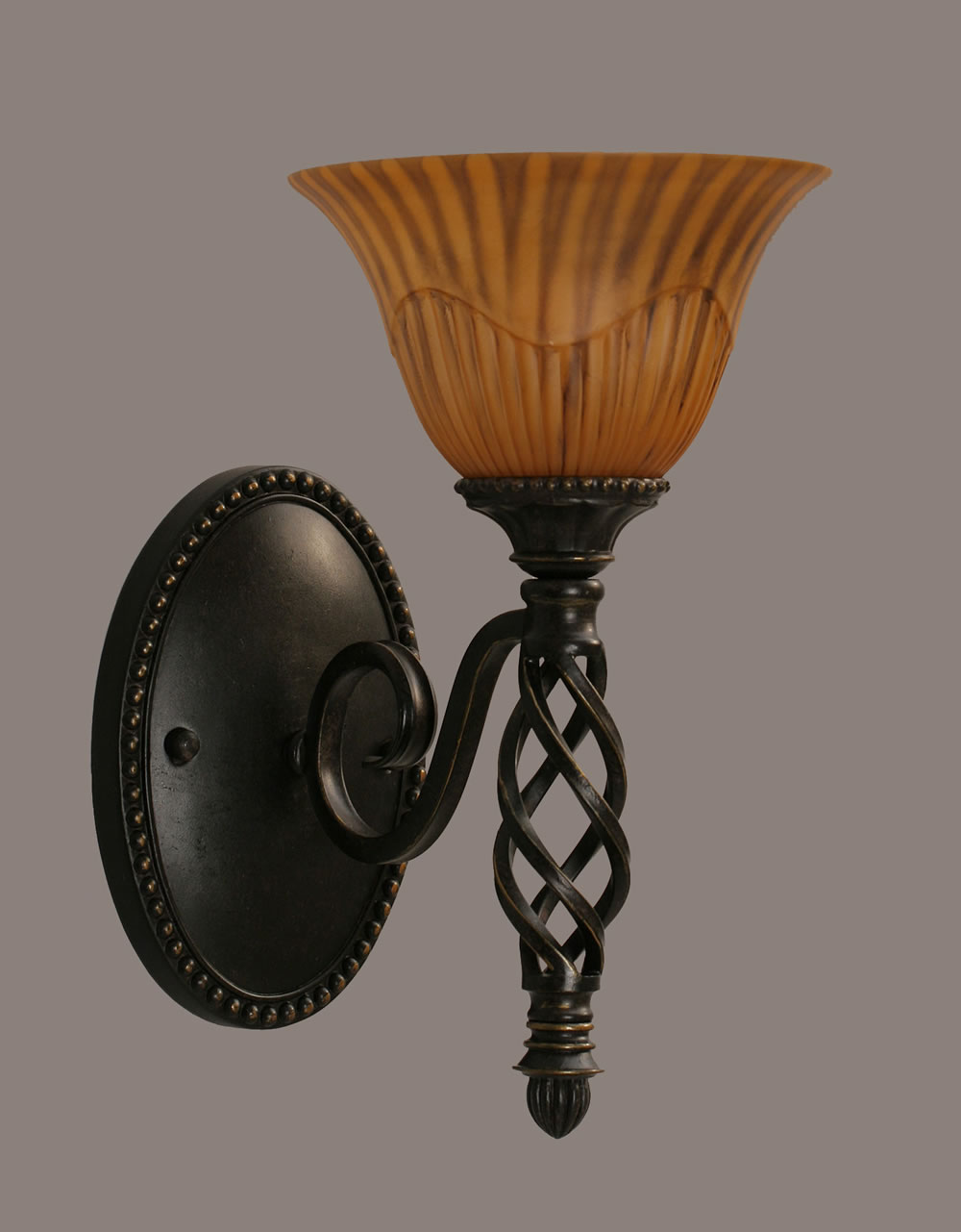 Eleganté Wall Sconce Shown In Dark Granite Finish With 7" Tiger Glass