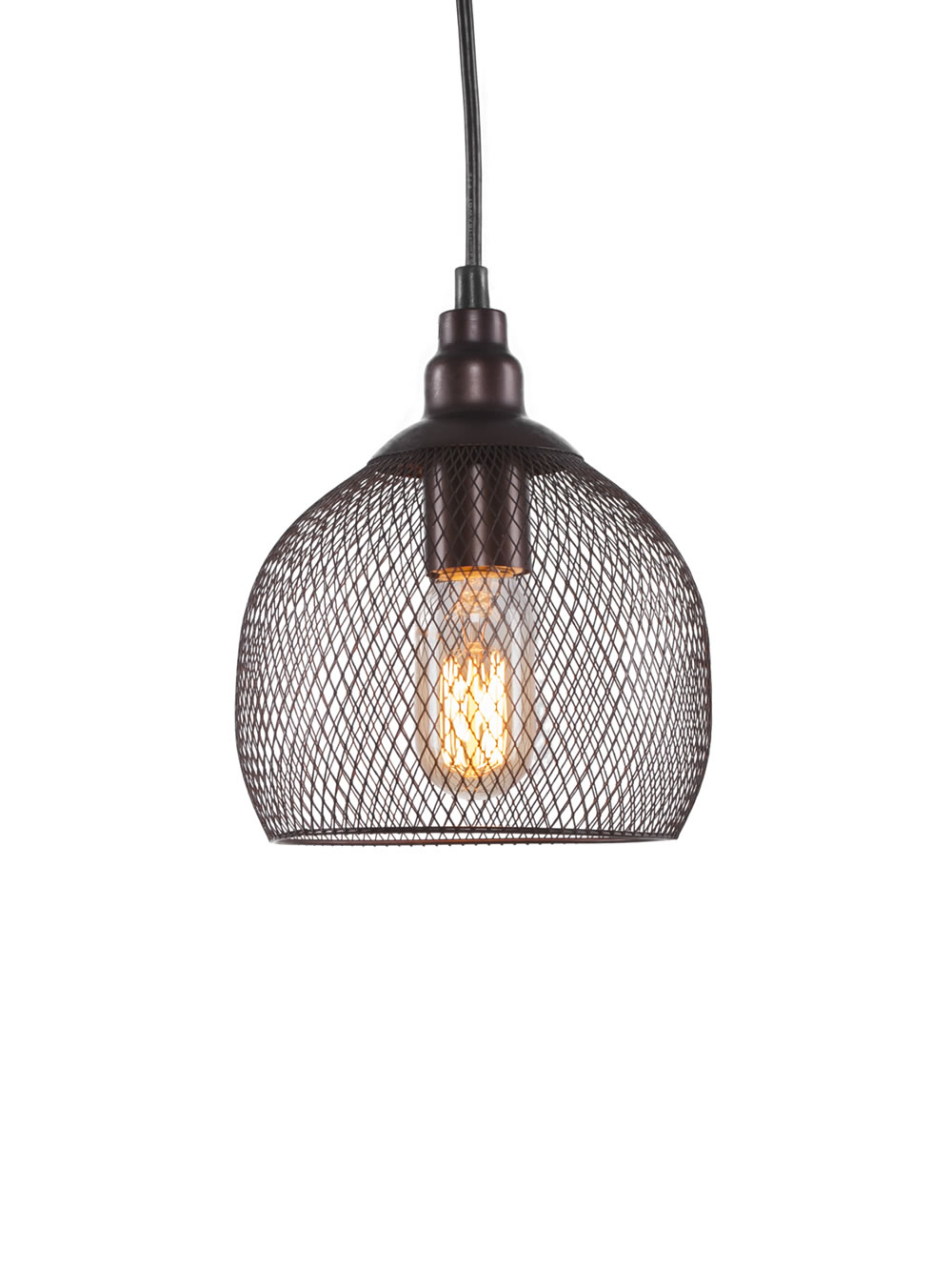 Plexus Pendant Shown In Bronze Finish With Amber Antique Bulb