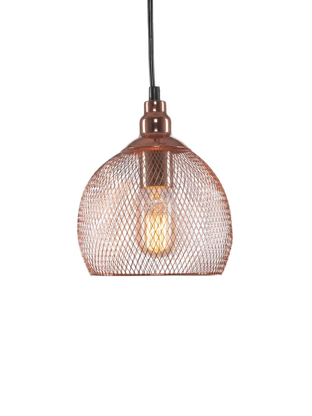 Plexus Pendant Shown In Copper Finish With Amber Antique Bulb