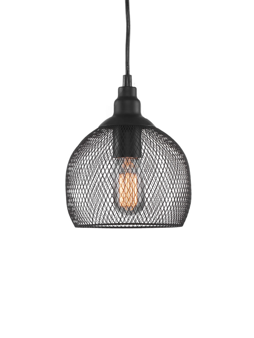 Plexus Pendant Shown In Matte Black Finish With Smoke Smoke Bulb