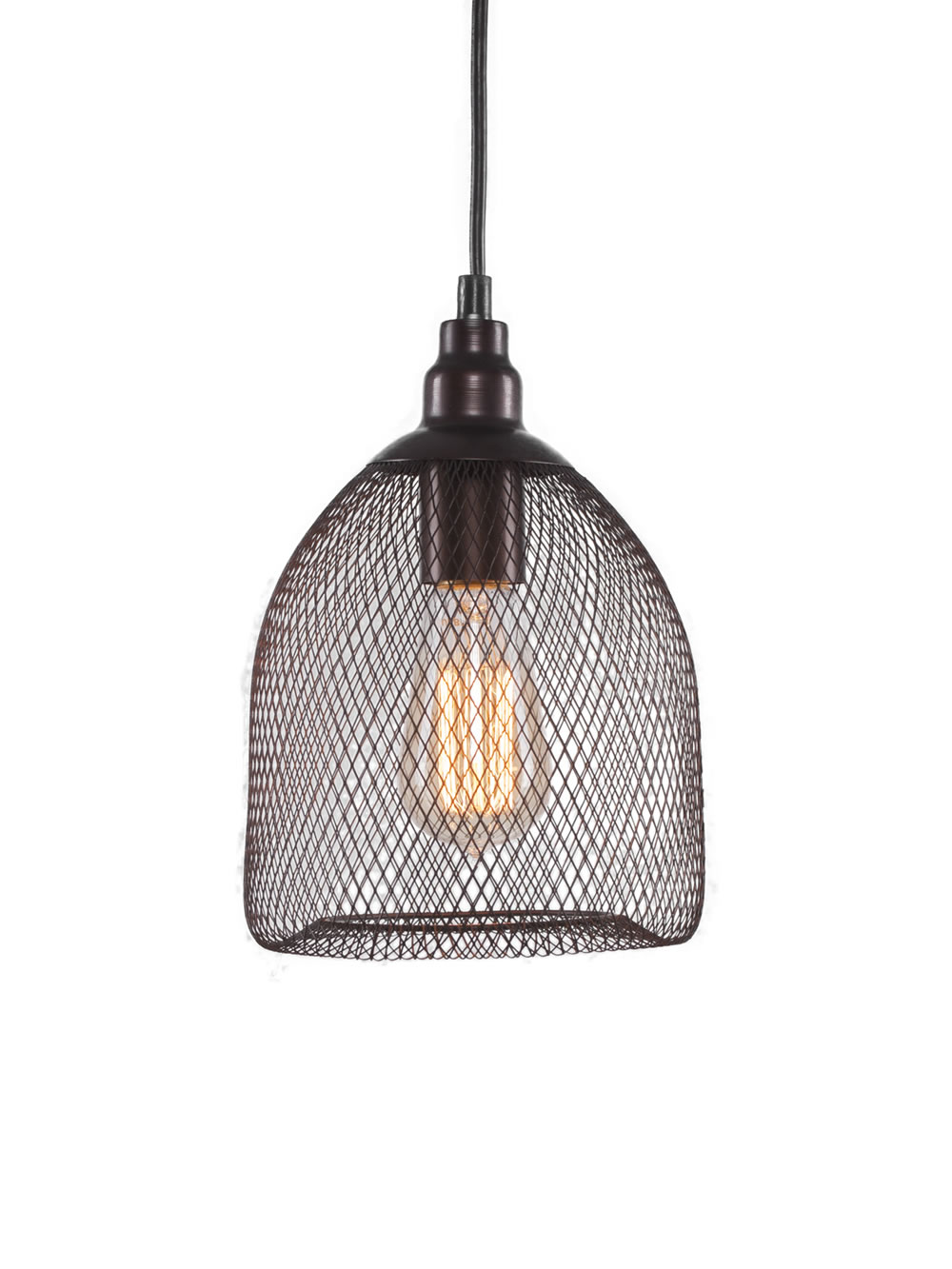 Plexus Pendant Shown In Bronze Finish With Amber Antique Bulb