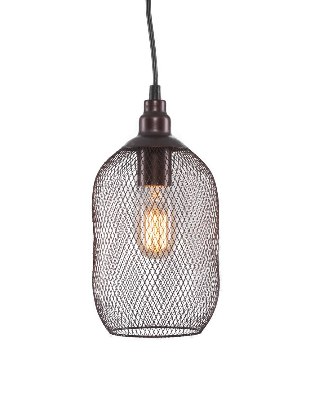 Plexus Pendant Shown In Bronze Finish With Amber Antique Bulb