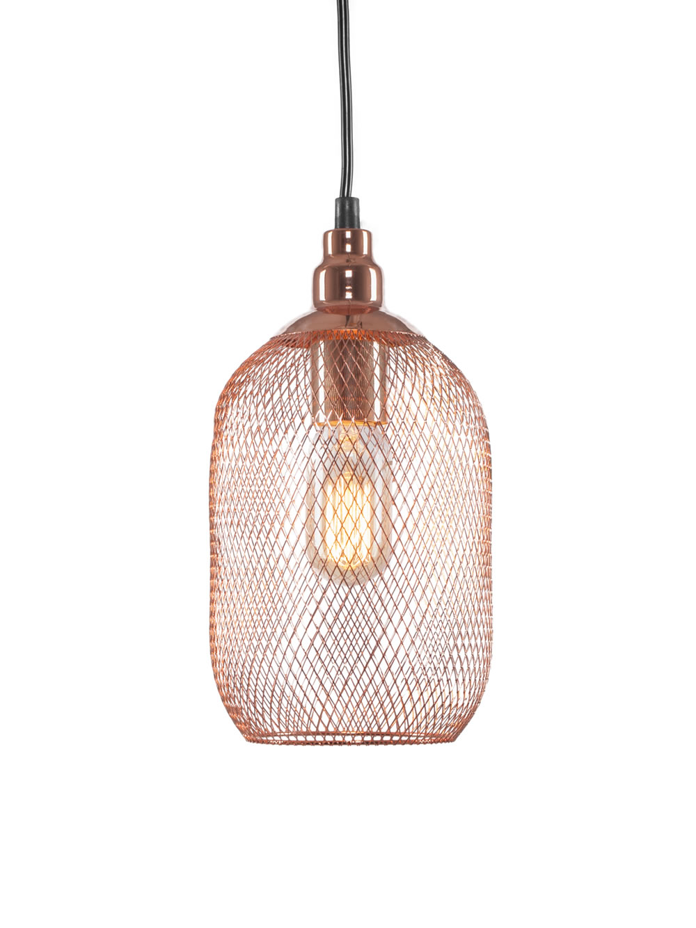 Plexus Pendant Shown In Copper Finish With Amber Antique Bulb