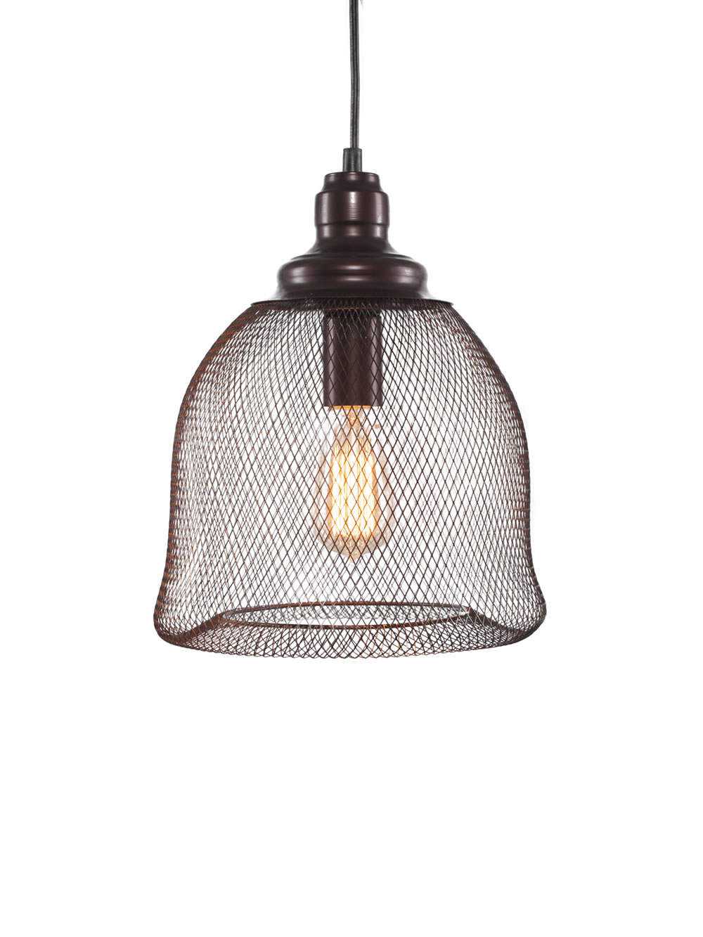Plexus Pendant Shown In Bronze Finish With Amber Antique Bulb