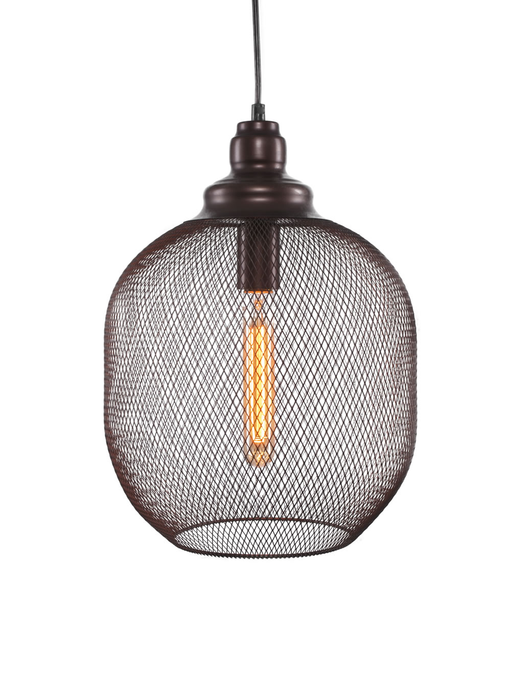 Plexus Pendant Shown In Bronze Finish With Amber Antique Bulb