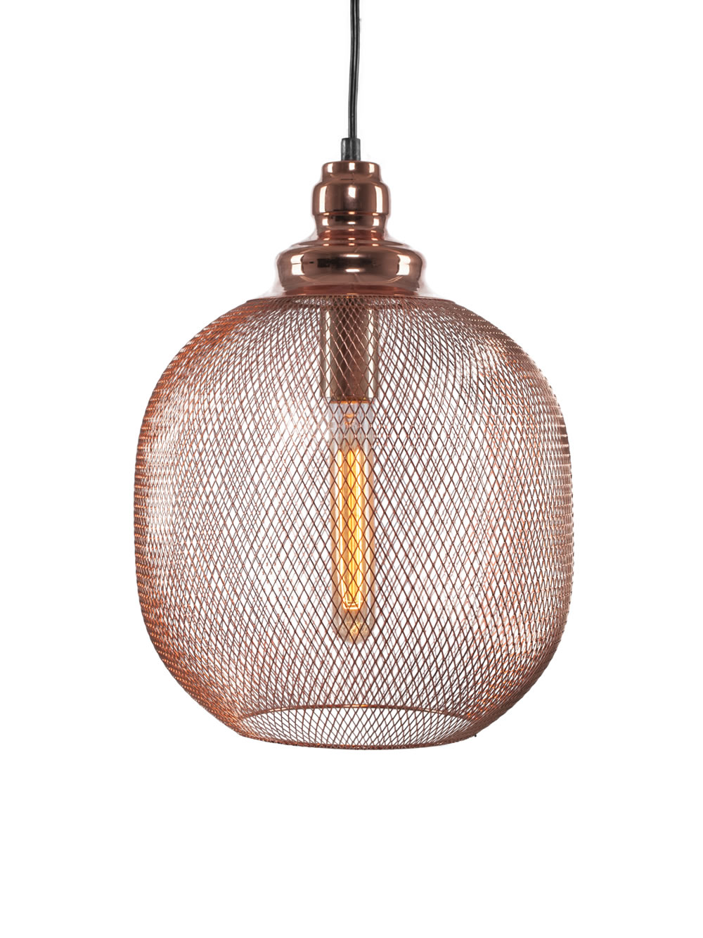 Plexus Pendant Shown In Copper Finish With Amber Antique Bulb